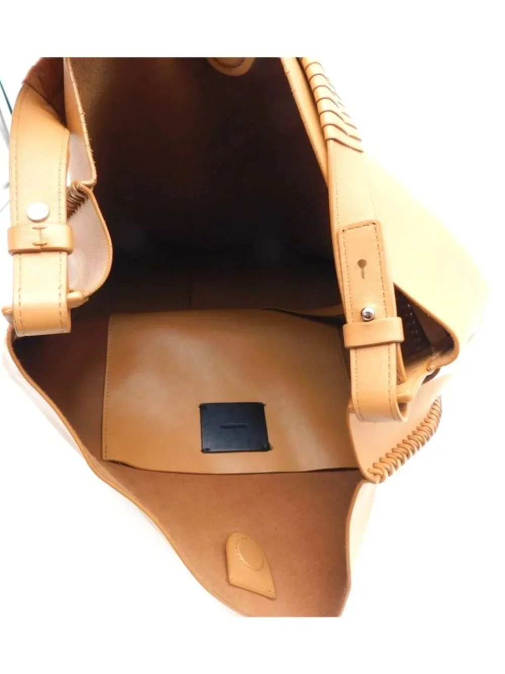 AllSaints Tan Leather Hobo Bag Whipstitch Shoulder Tote Boho Slouchy Large